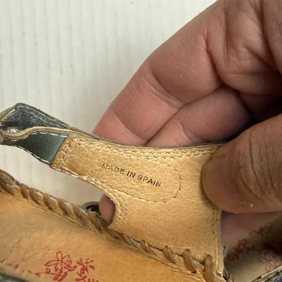 Pikolinos Leather Cutout Slingback Sandals EU 41 Gray Green Comfort Walking Shoe - Picture 10 of 12